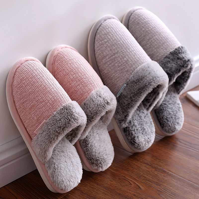 Cotton slippers female winter home coupl...