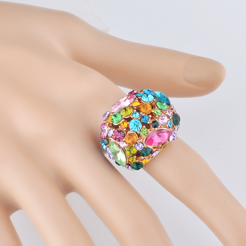 20g Weight Rhinestones Inlay Material Rings Classification Elegant Luxurious Geometric Rhinestones Alloy Wholesale Rings