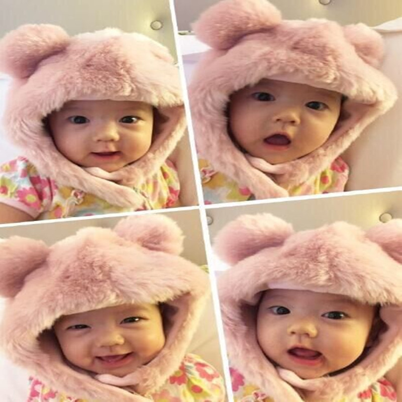 张梓琳女儿同款冬季婴儿儿男童女童宝宝护耳耳帽毛绒帽子加厚防寒