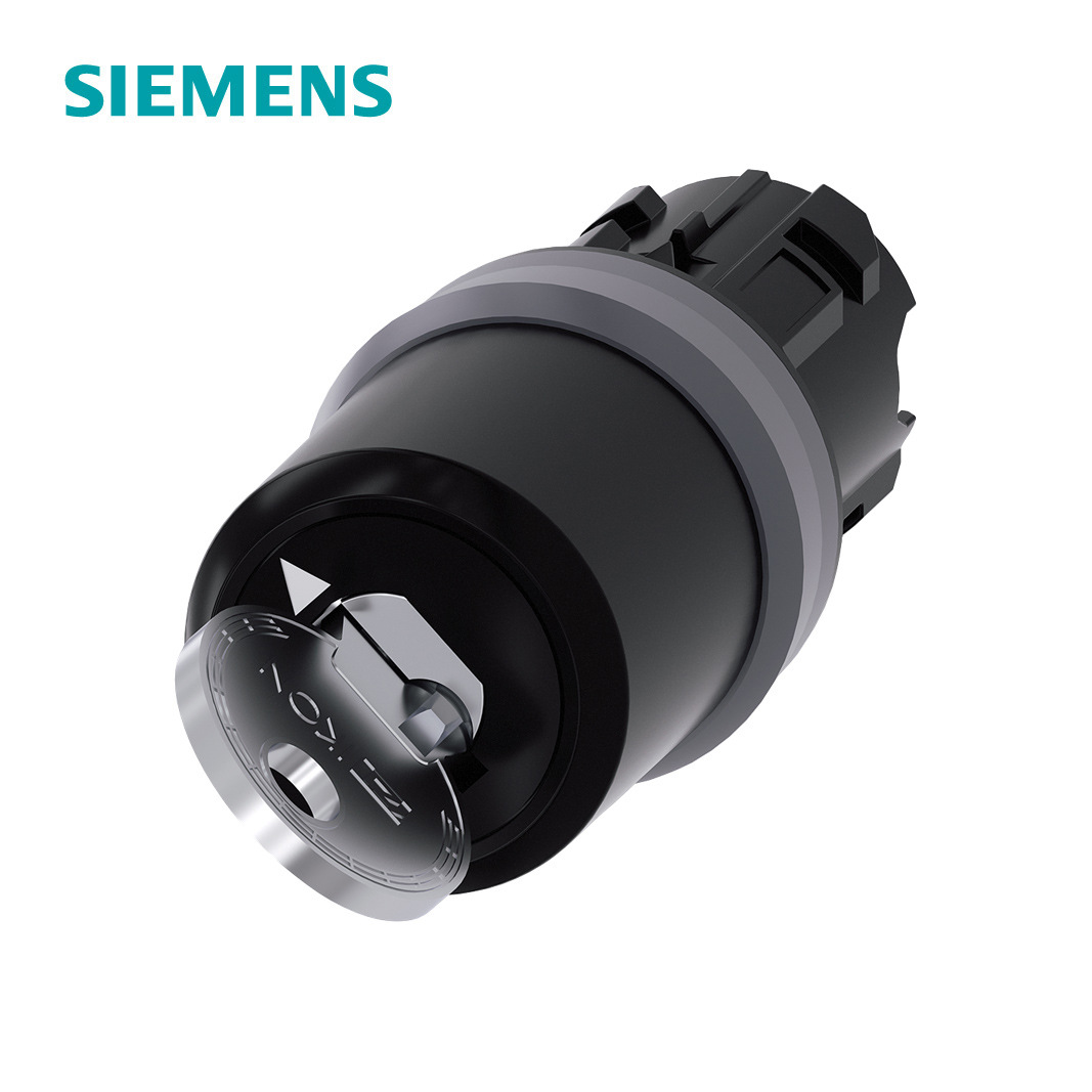 3SU1系列φ22钥匙操作金属亚光按钮头 2位置 锁件:IKON