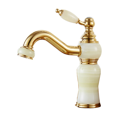 European style faucet basin hot and cold sapphire marble basin faucet all copper gold washbasin faucet