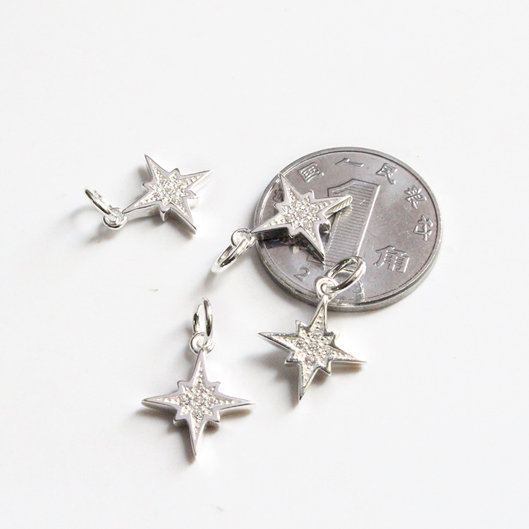 1 Pièce 12.5*10.6mm Argent Sterling 925 Zircon Star Brillant Pendentif display picture 2