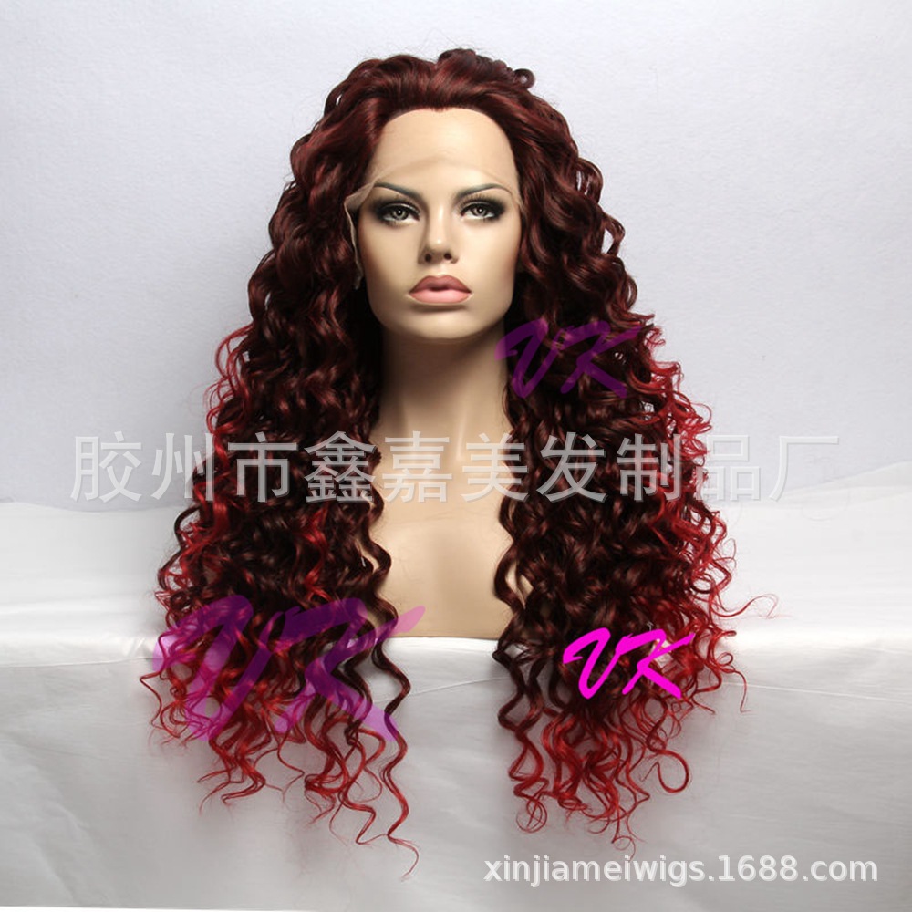 化纤非洲曲假发 lace front wigs 热销欧美 韩国高温丝 黑人假发