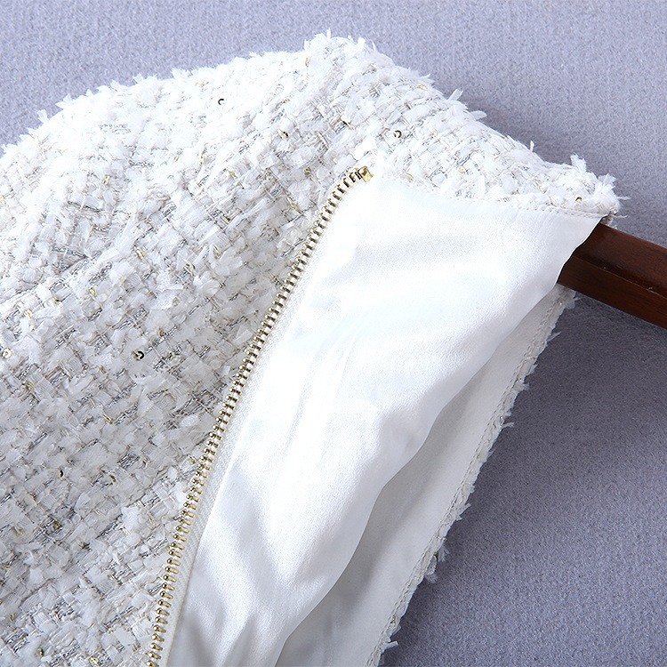 1008-14 流苏边双排扣V领气质连衣裙码数S M L X