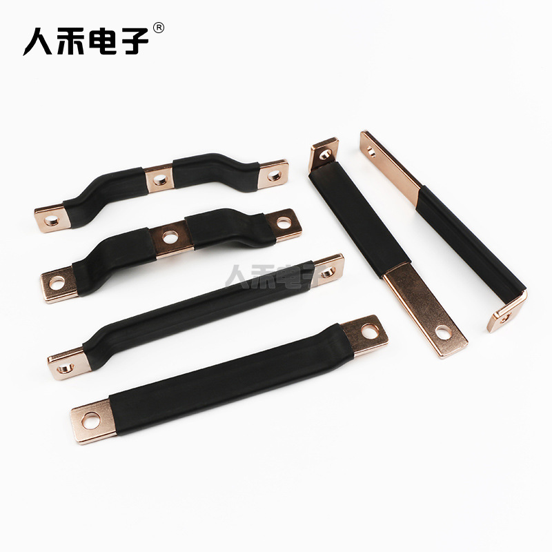 电工器材母线加工T2紫铜连接排折弯打孔硬铜排电池件热缩绝缘