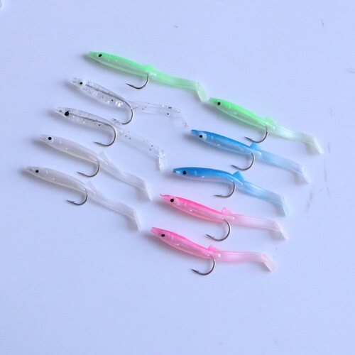 Luya bait, fake bait, simulated soft eel, simulated small eel with hook, Luya soft bait 8CM2.5g, 10 pieces/pack