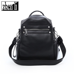 跨境新款女包 简约时尚复古风女式双肩包 纯色2020新品背包批发