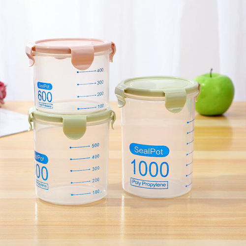Kitchen transparent plastic sealed jar storage jar grain storage box portable snack milk powder sealed jar wholesale