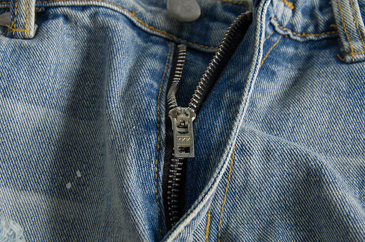 Washing old ink-spraying big hole youth tide foreign trade original single male denim shorts 15