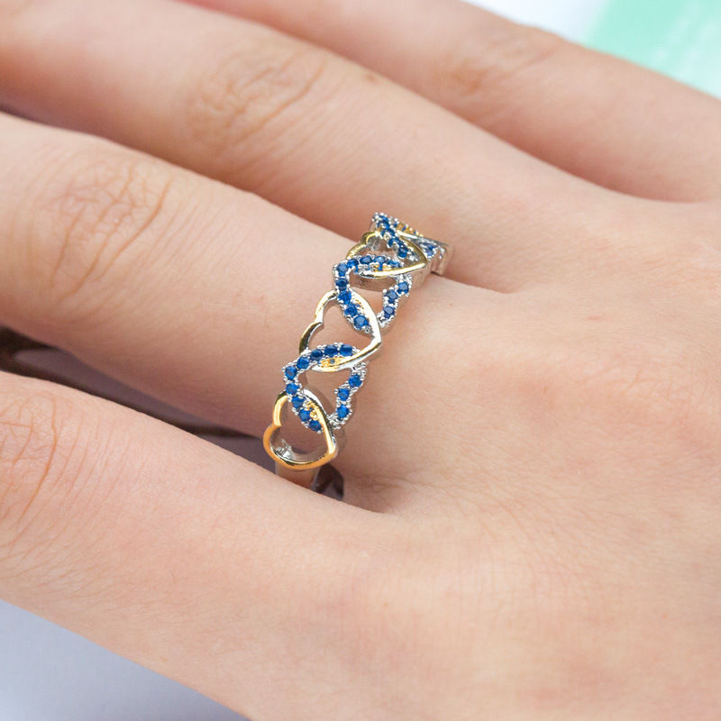 Fashion Heart Shape Copper Hollow Out Inlay Zircon Rings 1 Piece