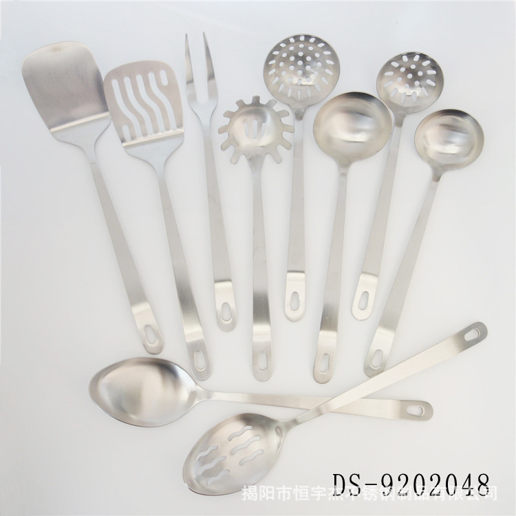 스테인레스 스틸 샌딩 주방 용품 플랫 주걱 고기 포크 수프 쉘 소쿠리 가정용 주방 프라이팬 주걱