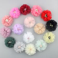 5cm火柴头花DIY手工布艺小花朵 清新泡泡纱花心圆花 衣服箱包配花