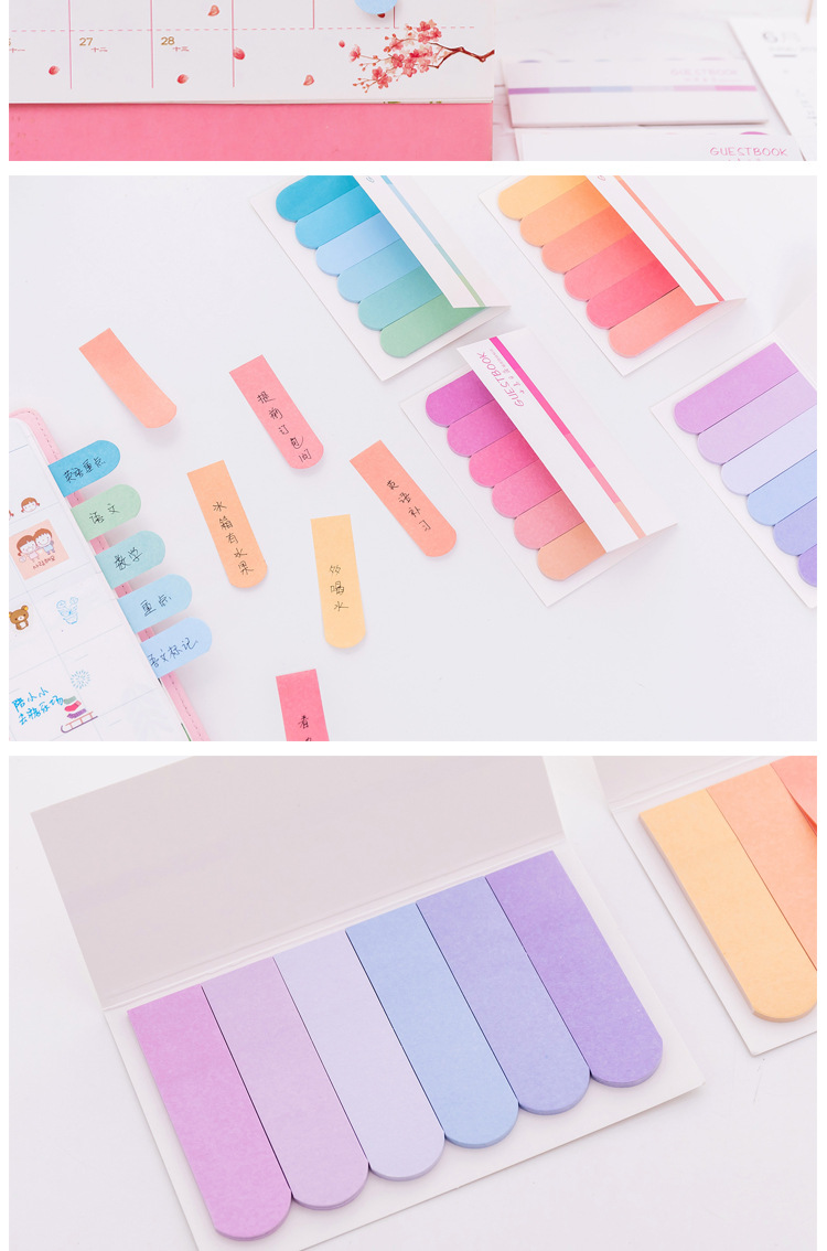 Korean Stationery Creative Six Color Gradient Sticky Notes Office Learning Memo Note N Times Sticker Notepad display picture 3