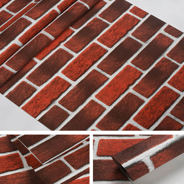 复古3d立体仿真砖块墙纸红砖青砖服装店餐厅防水pvc砖纹壁纸 阿里巴巴