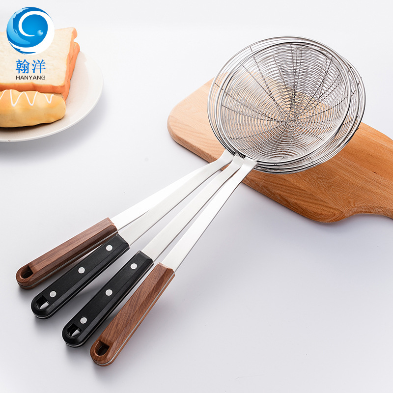 공장 도매 주방 냄비 스푼 그물 소쿠리 단열 핸들 와이어 누출 말라탕 국수 낚시 튀김 체 스트레이너 스푼