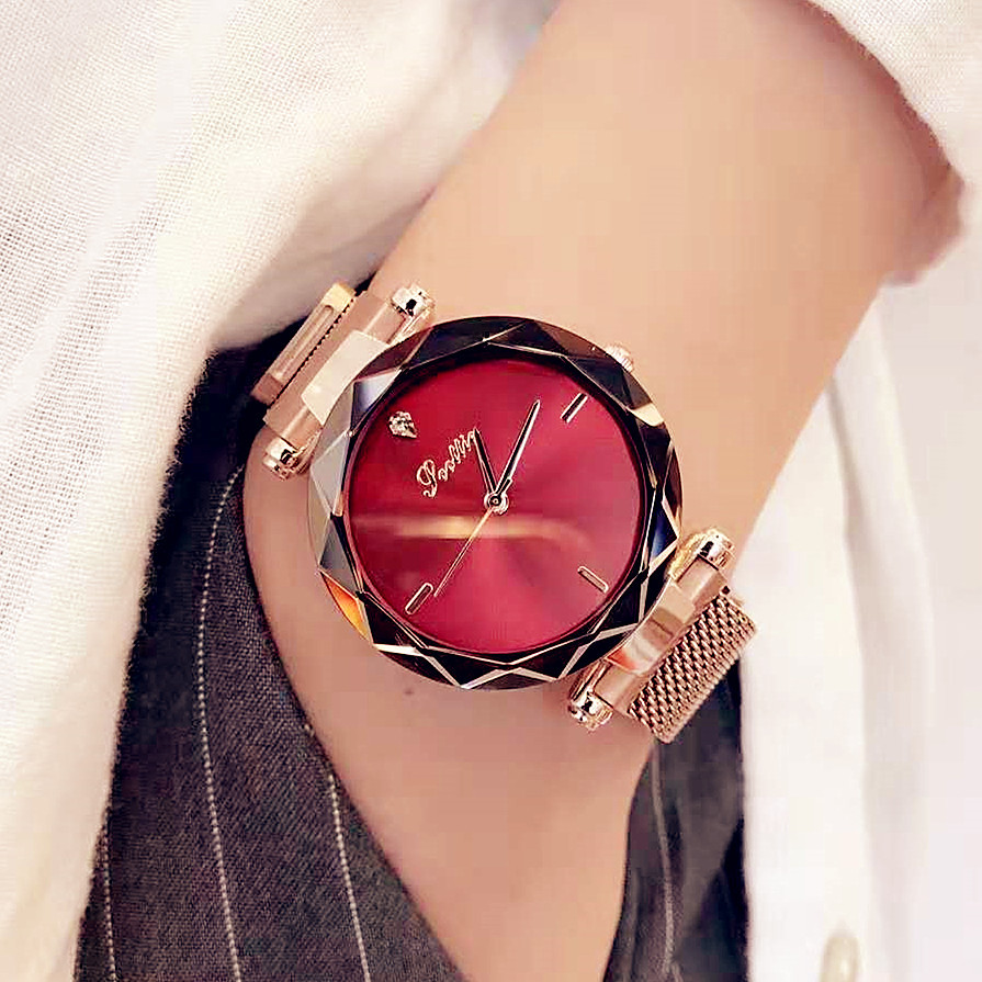 厂家直销2018新款正品女士手表韩式石英防水吸磁铁网带潮学生腕表