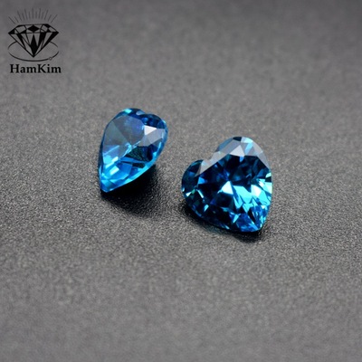 海蓝心形锆石裸石 中海蓝宝石Aquamarine cubic zirconia|ms