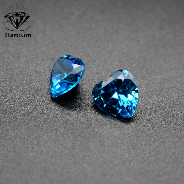 海蓝心形锆石裸石 中海蓝宝石Aquamarine cubic zirconia|ms