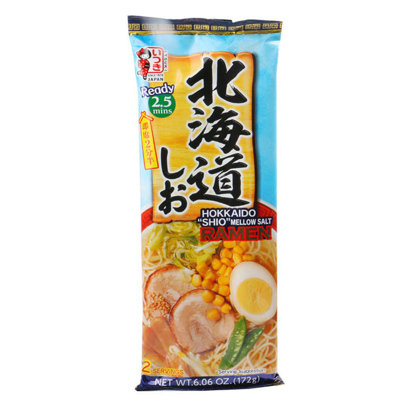 日本进口五木北海道盐拉面 两人份煮面挂面带料包172g/袋|ru