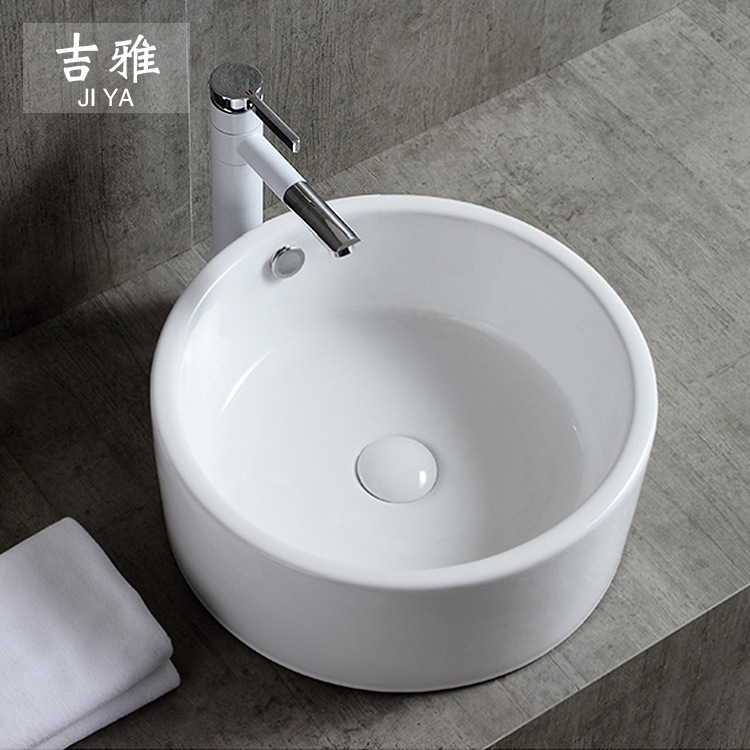 Nueva Mesa Redonda cuenca mesa de cerámica Cuenca Del Lavabo artístico independiente Mesa blanca cuenca lavabo al por mayor