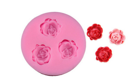 3朵玫瑰花造型硅胶翻糖蛋糕模具
