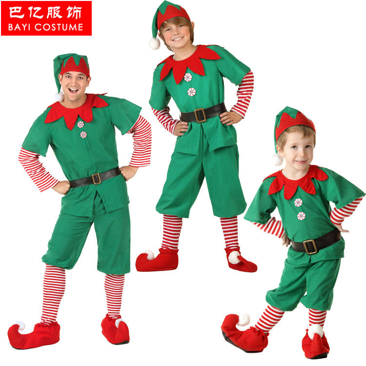Halloween Children's Men And Women Christmas Elves Costume Show Christmas Cosplay Parent-child Fancy Dress Party Costumes