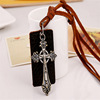 Fashionable retro leather necklace, European style, genuine leather