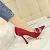 European and American fashion super high heel wine cup with satin shallow mouth pointed sexy nightclub show thin diamond