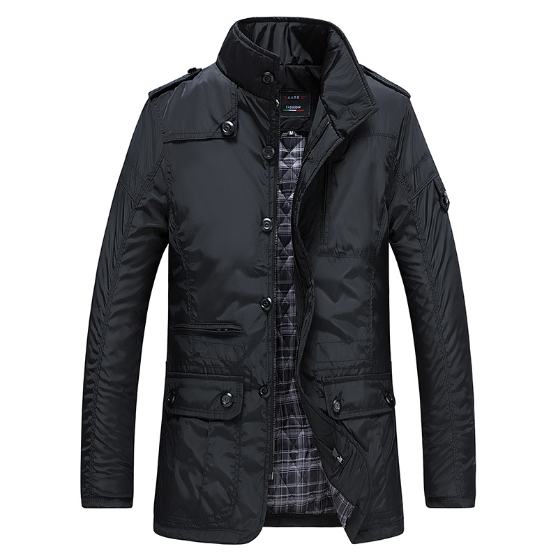 (Cross-border trading), keep warm fitted long jacket for leisure, plus size, mid-length 2