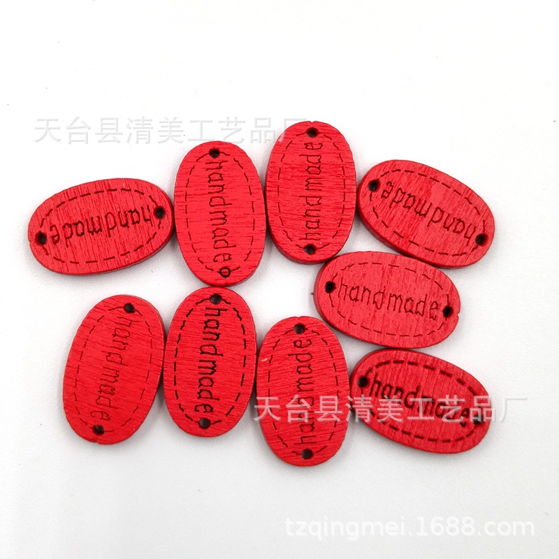 20mm color botón oval placa de madera hecho a mano láser logo decorativo hebilla 100