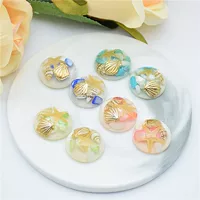Round Glossy Marine Cabochon, Shell & Starfish Accent, Mixed Colors, 20 mm