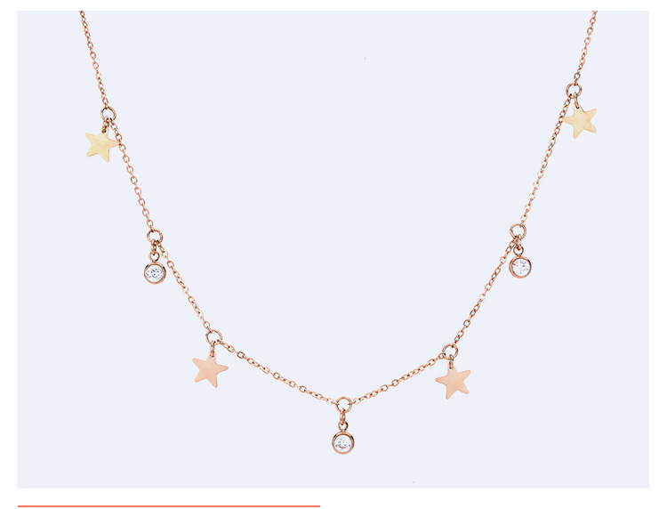 New Product Star Korean Version Of Zircon Simple Stainless Steel Clavicle Chain Necklace For Women display picture 8