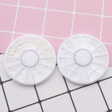 超轻黏土纸粘土装饰物半圆形白色珍珠圆盘装多尺寸混合装饰物DIY