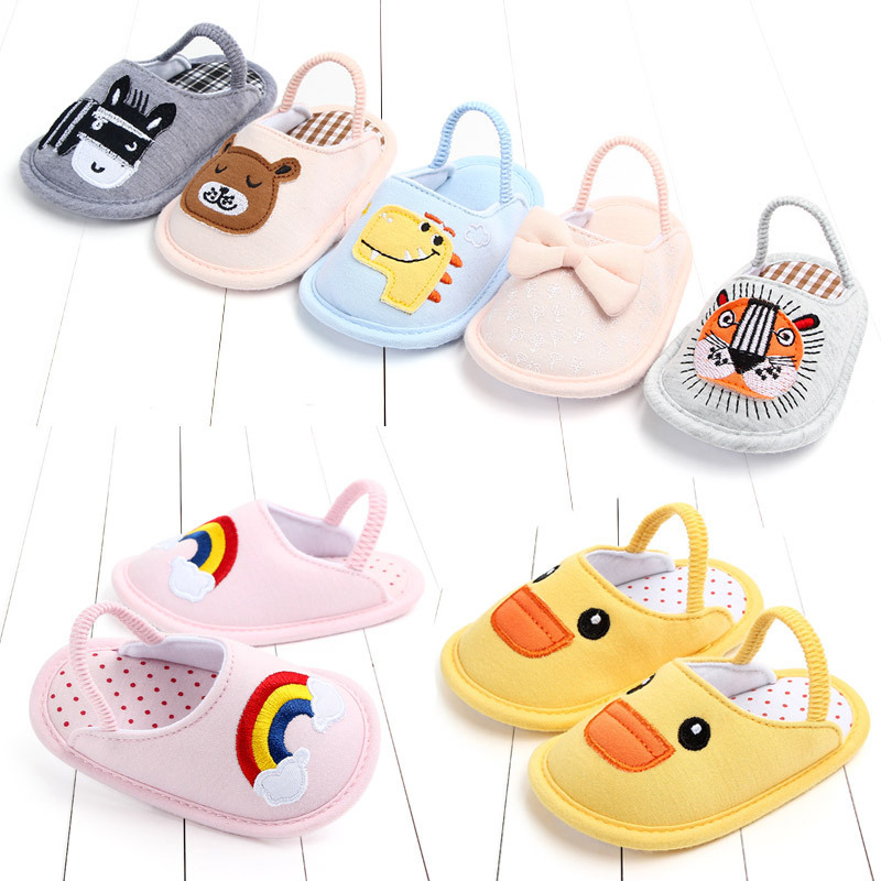 Children's Cloth Slippers Infant Home Indoor Floor Shoes Soft Sole Cartoon Non-slip Baby Cotton Cloth Slippers 2085