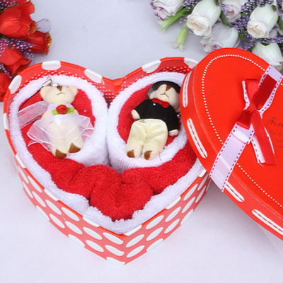 Tanabata Lover festival gift heart-shaped romantic Little Bear Gift box marry originality gift Cake towel