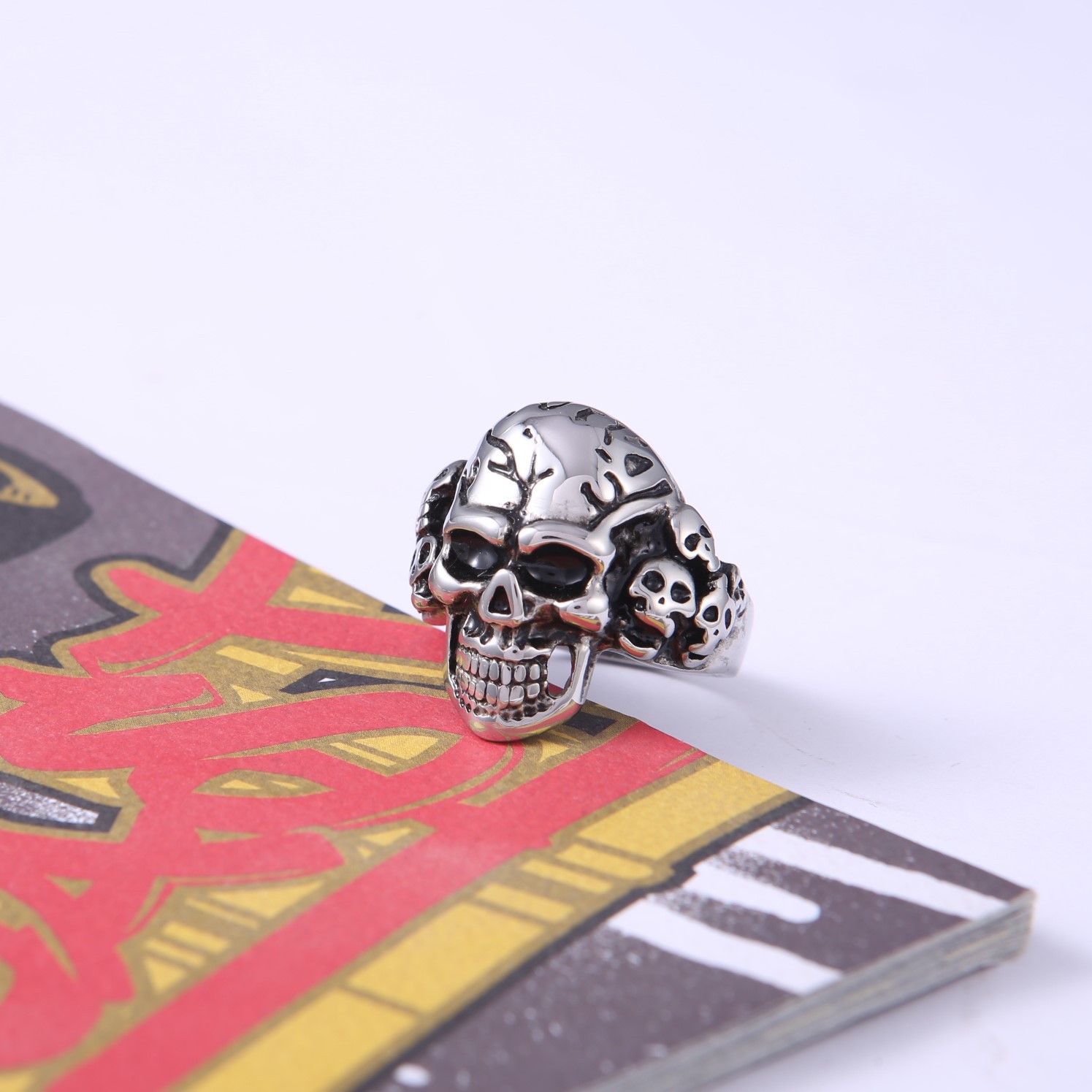 新款男士个性朋克不锈钢骷髅戒指 亚马逊爆款饰品 316不锈钢戒指