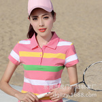 新奇鼠2024春夏季新款韩版女装上衣休闲套头翻领条纹短袖女t恤寸