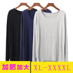 Men's slim fit spring and autumn single piece plus size round neck basic T-shirt for middle-aged and elderly people made of modal