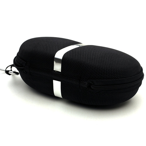 Wholesale LOGO AliExpress Resilient EVA Sunglasses Box Zipper Box Silver Stripe Aluminum Hook Sunglasses