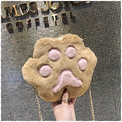 Autumn/Winter New Cute Plush Bags for Kids, Adorable Teddy Bear Paw Print Fuzzy Small Shoulder Bags with Chain Strap Crossbody Bags for Girls, Wholesale