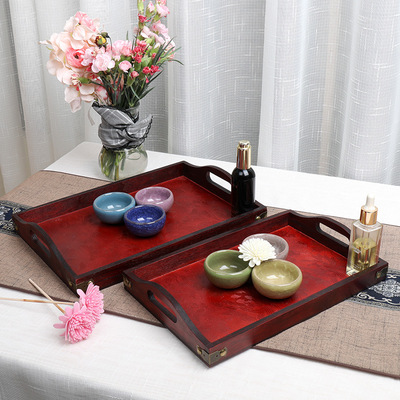 美容院托盘 长方形收纳盘 精油碟精油碗调配托盘 木质家居托盘|ms
