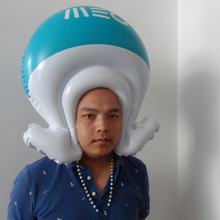 厂家专业做PVC广告充气假发帽子—可加印LOGO