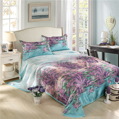 新款冰丝水洗凉席三件套大版床单款印花凉席可折叠一件代发