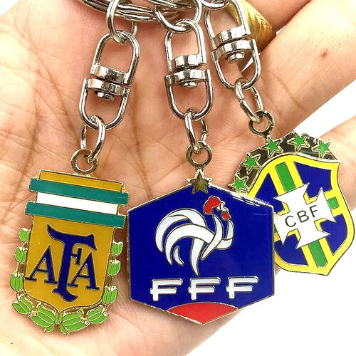 Football fan supplies Brazil Netherlands Italy France England Spain alloy keychain key chain