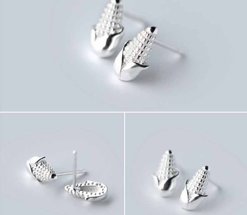 10g Weight No Inlaid Inlay Material Earrings, Ear Studs Classification Wedding, Travel Occasion Alloy Material Corn Pattern Women'S Gender Plating Design Fashion Style Gold, Silver Color Fashion Corn Plating Alloy No Inlaid Stud Earrings 9