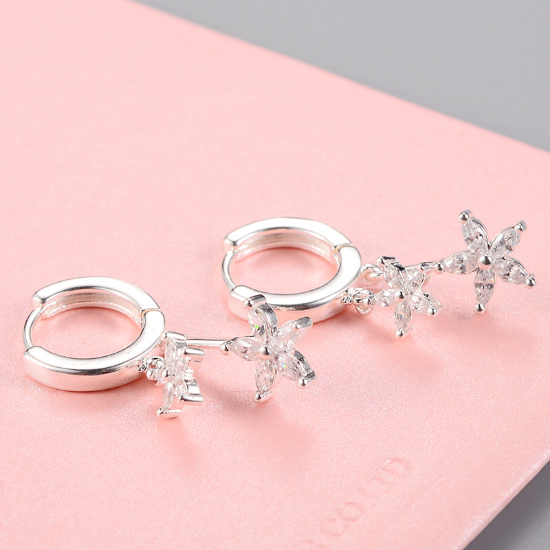 Pendientes de plata esterlina 925 pendientes de diamantes de flores de moda pendientes de joyería de plata esterlina de estilo coreano pendientes de todo fósforo