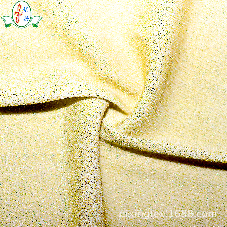 厂家直供金银丝织银丝泳装面料四面弹泳衣布料锦氨针织布比基尼布