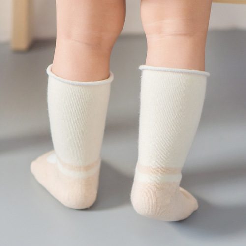 创意彩棉秋冬儿童长筒袜四季袜婴幼儿防滑学步地板袜高筒款