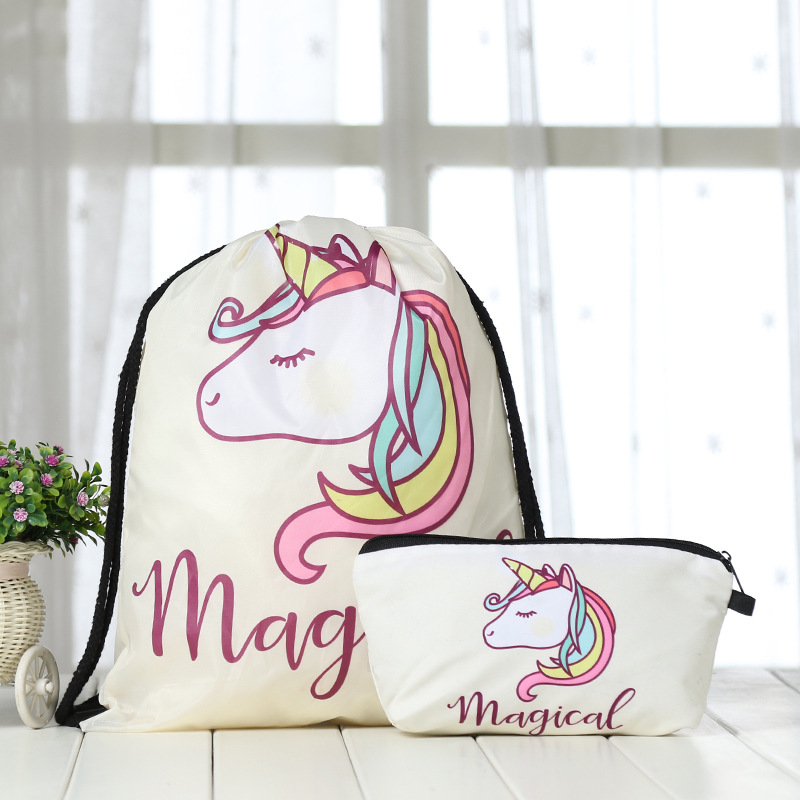 2025新款背包袋购物收纳束绳3D数码印花束口袋套装亚马逊跨境