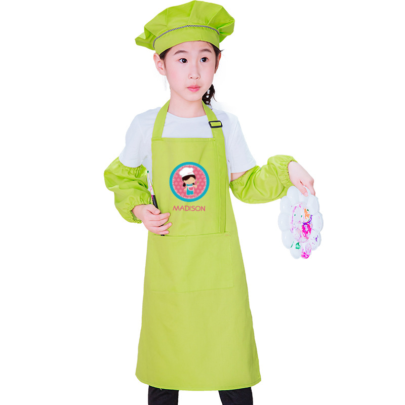 Delantal pequeño jardín de infantes para niños Festival rendimiento panadería pastelería padre-hijo chef interactivo sombrero logotipo impreso